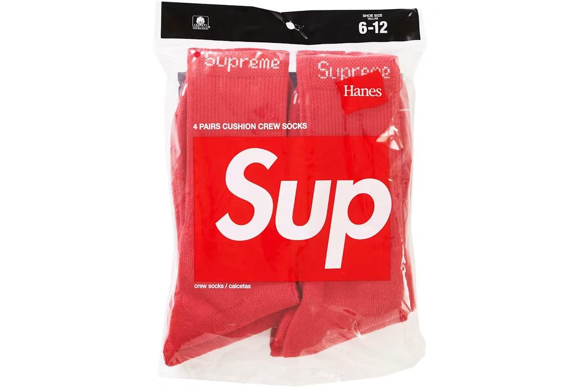 Supreme Hanes Socks (4 Pack) Red