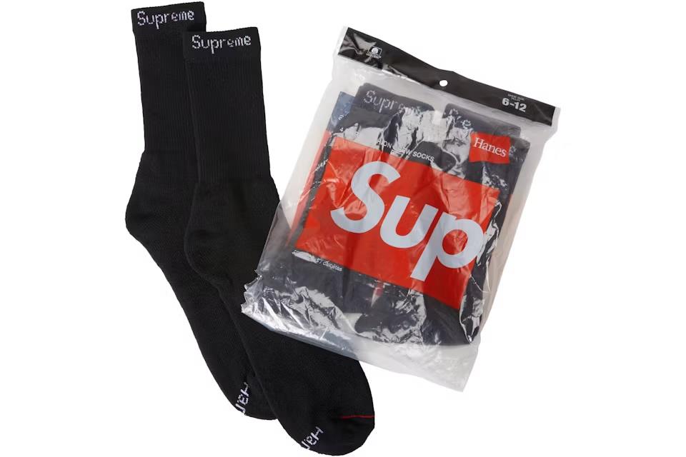 Supreme Hanes Socks (4 Pack) Black