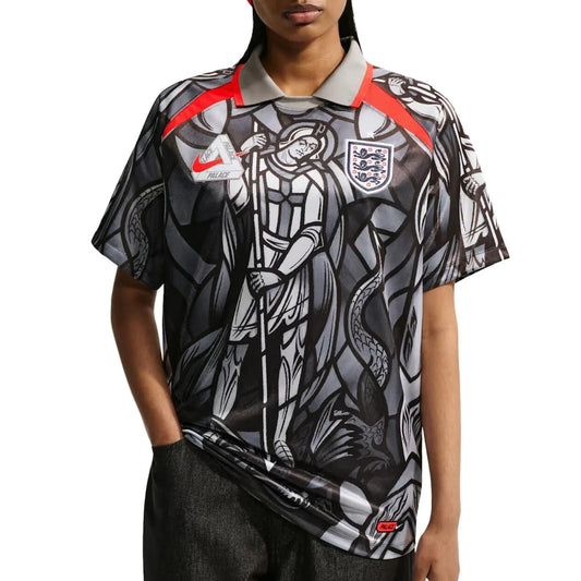 Palace x Nike England Dri-FIT Football Jersey 
Pewter Grey/Bright Crimson