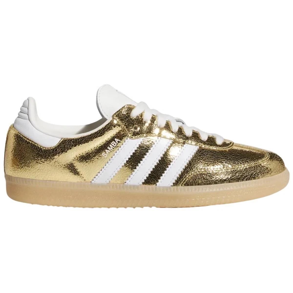 Adidas Samba OG Gold Metallic Cracked Leather (Women's)