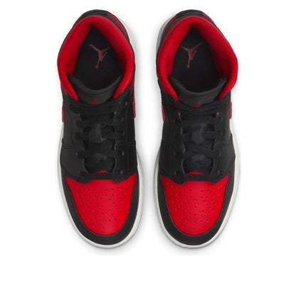 Jordan 1 Mid Black Summit White Varsity Red (GS)