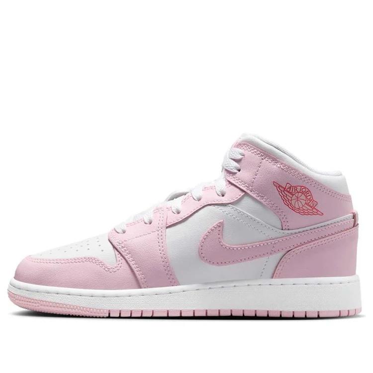 Jordan 1 Mid Pink Foam Fire Red (GS)