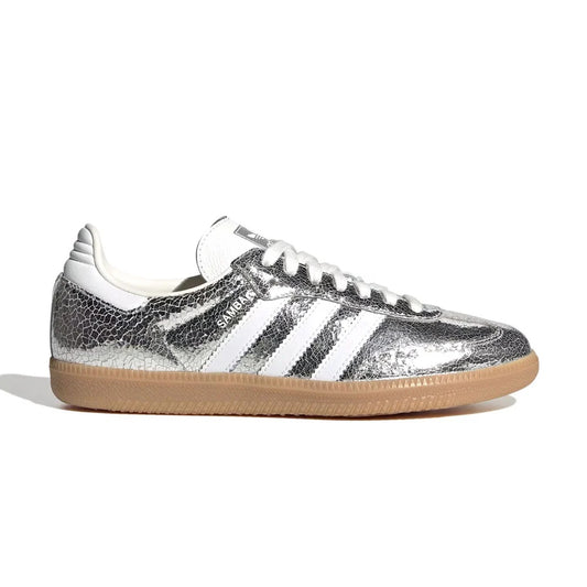 Adidas Samba OG Silver Metallic Cracked Leather (Women's)