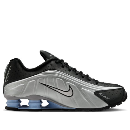 Nike Shox R4 
Metallic Silver Black Psychic Blue
