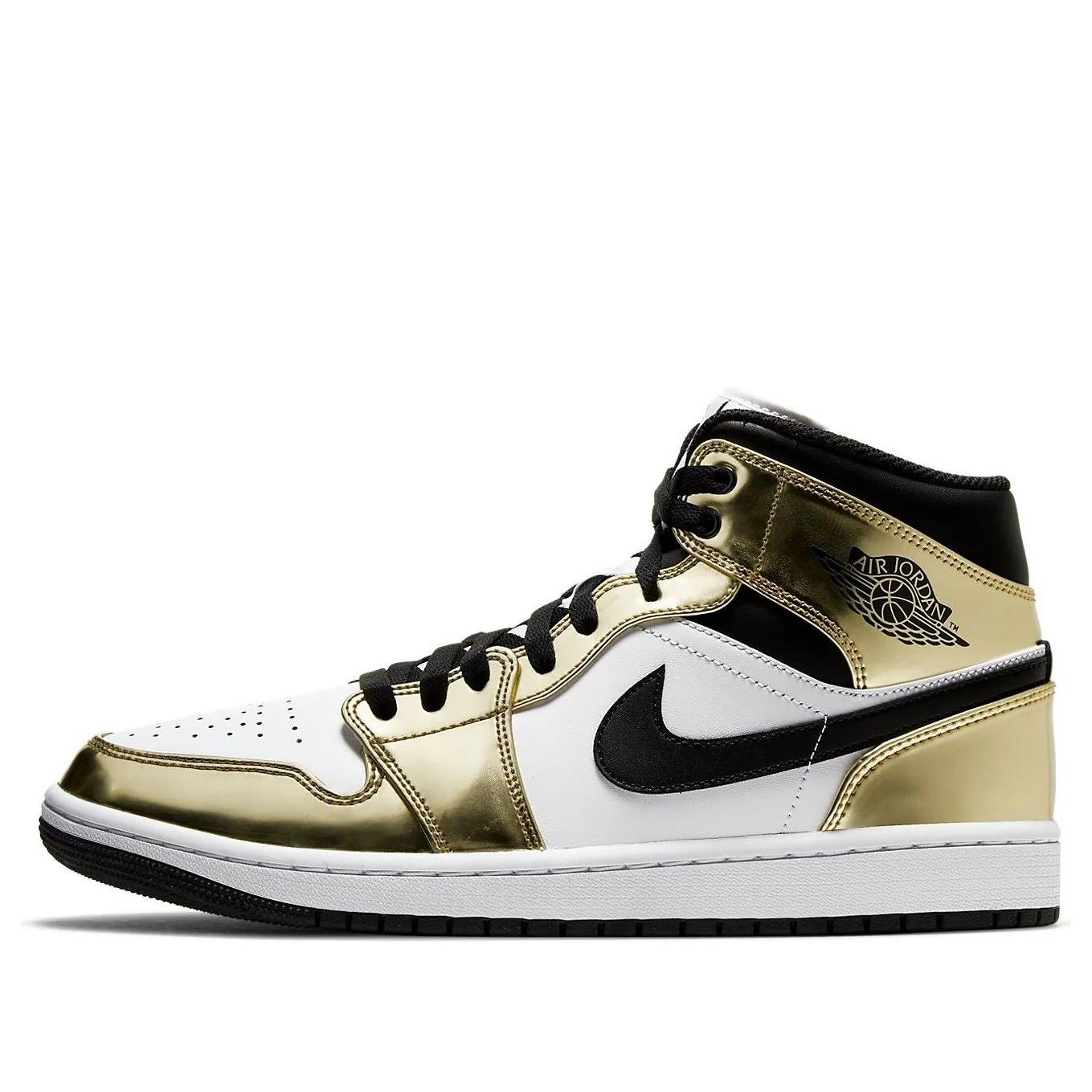 Jordan 1 Mid Metallic Gold Black White Men's DC1419-700