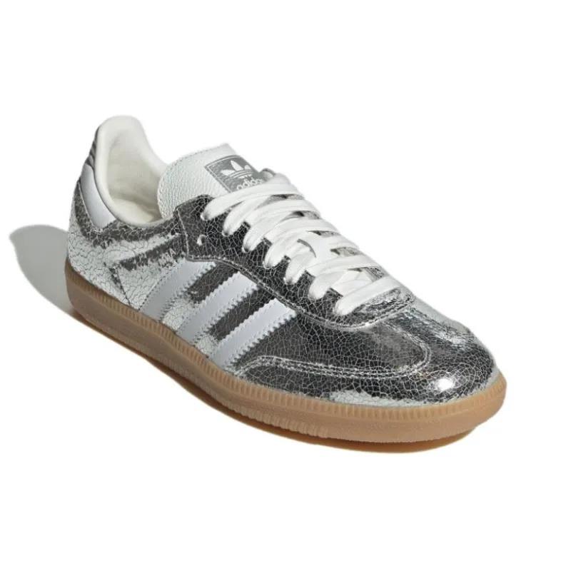 Adidas Samba OG Silver Metallic Cracked Leather (Women's)