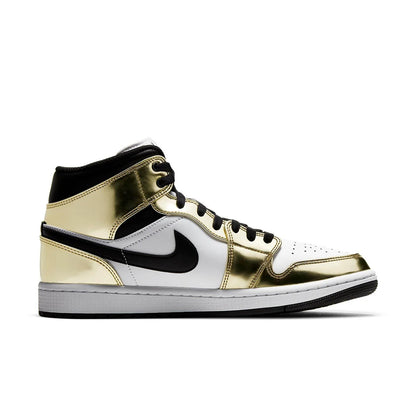 Jordan 1 Mid Metallic Gold Black White Men's DC1419-700