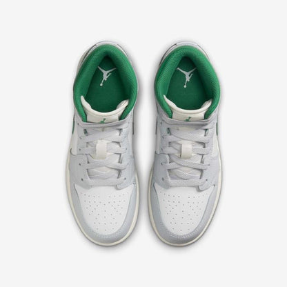 Jordan 1 Mid White Pure Platinum Pine Green (GS)