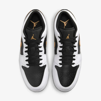 Jordan 1 Low White Black Metallic Gold Swoosh