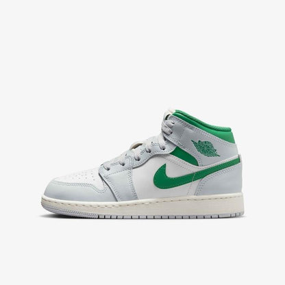 Jordan 1 Mid White Pure Platinum Pine Green (GS)