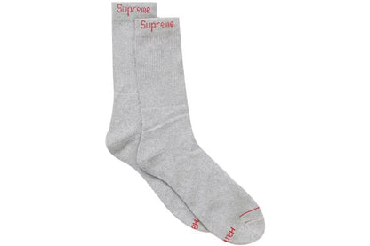 Supreme Hanes Crew Socks (4 Pack) Grey