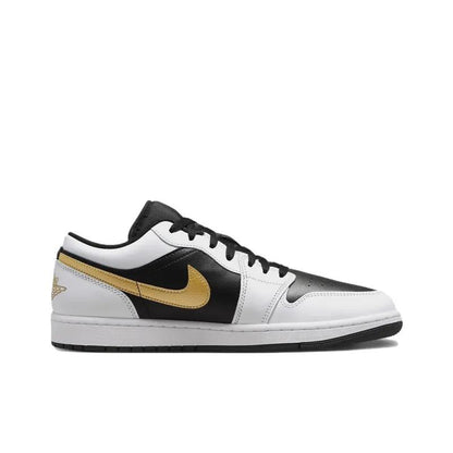 Jordan 1 Low White Black Metallic Gold Swoosh