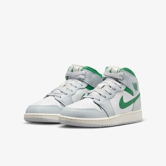 Jordan 1 Mid White Pure Platinum Pine Green (GS)