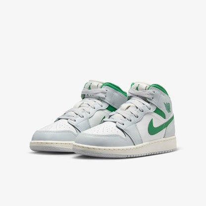 Jordan 1 Mid White Pure Platinum Pine Green (GS)