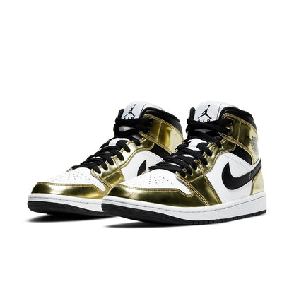 Jordan 1 Mid Metallic Gold Black White Men's DC1419-700