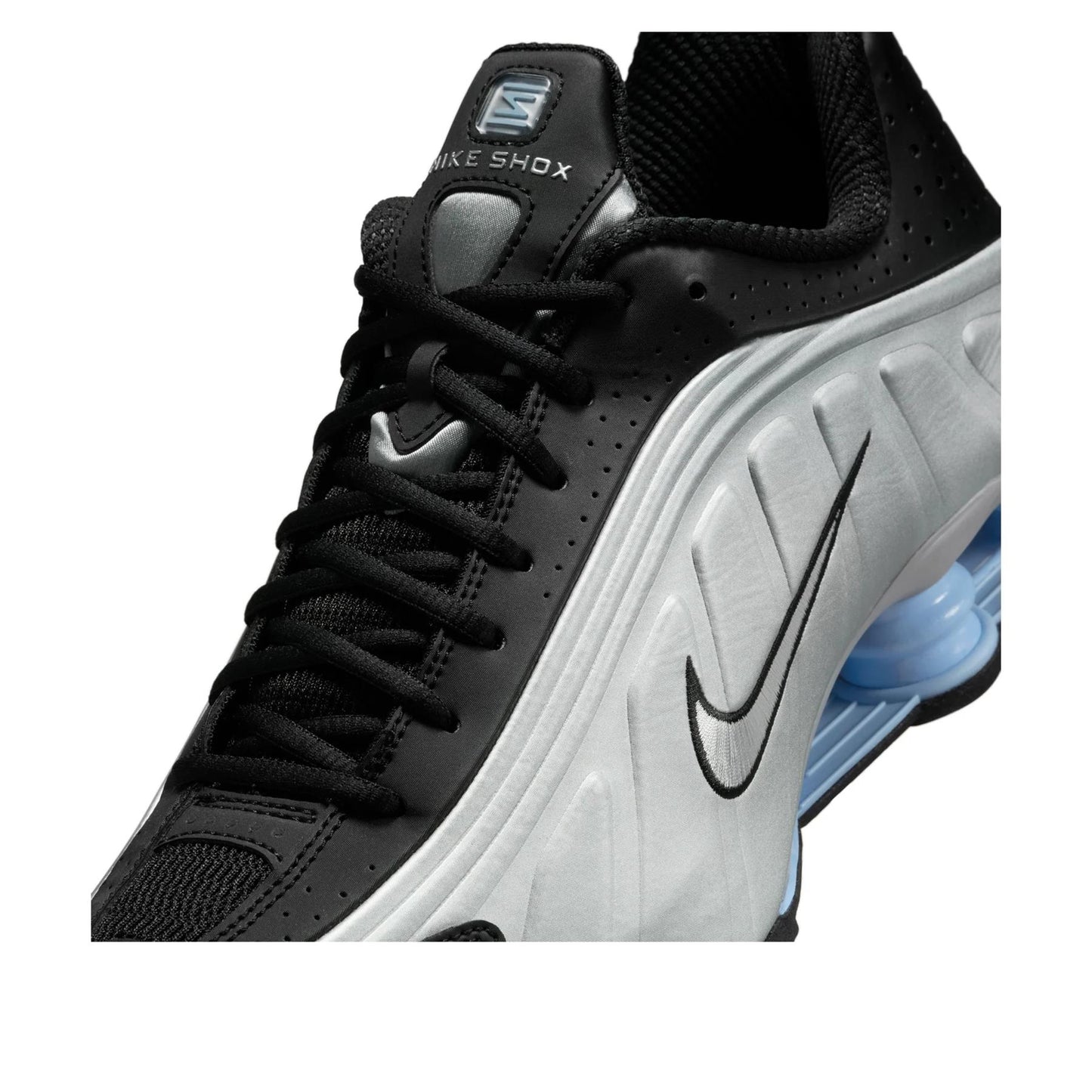 Nike Shox R4 
Metallic Silver Black Psychic Blue