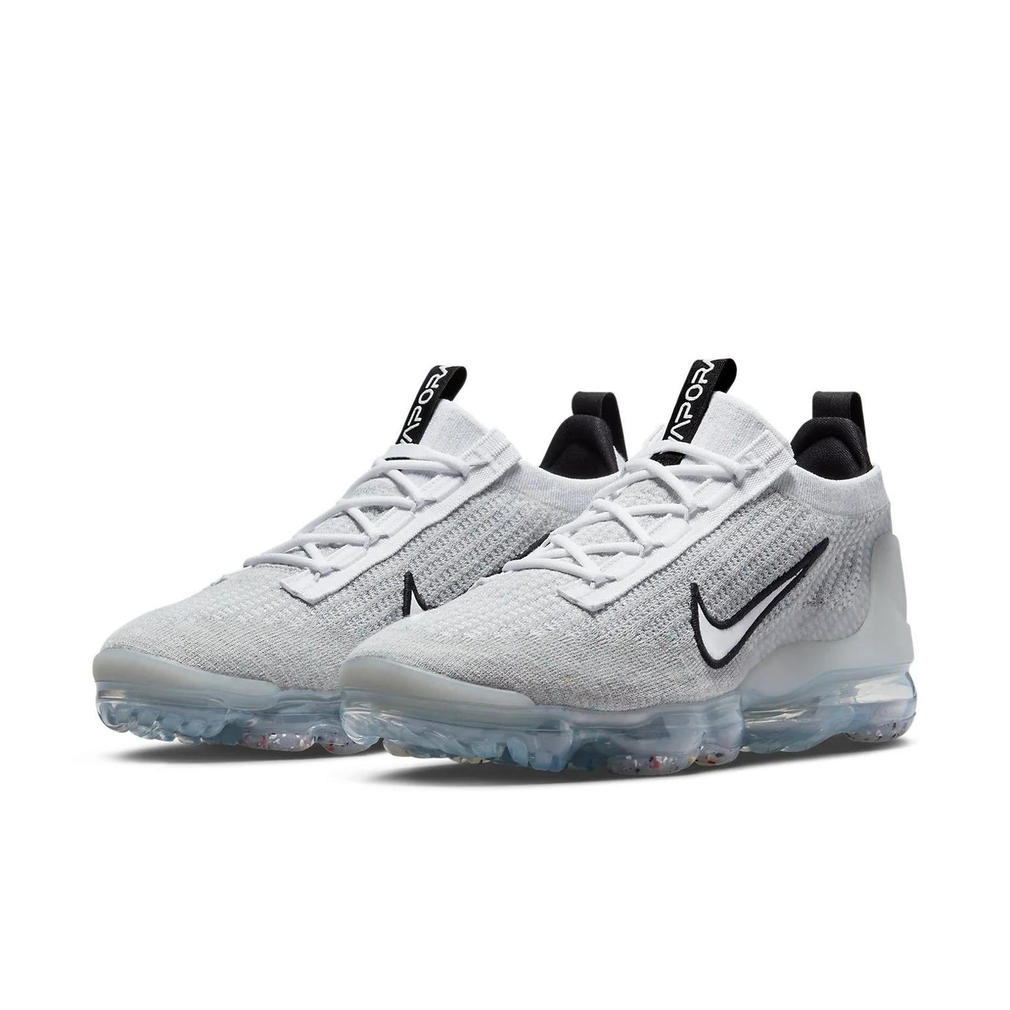 Nike Air VaporMax 2021 FK White Black Metallic Silver size 7