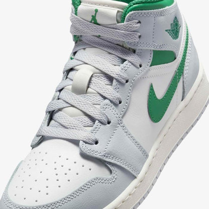 Jordan 1 Mid White Pure Platinum Pine Green (GS)
