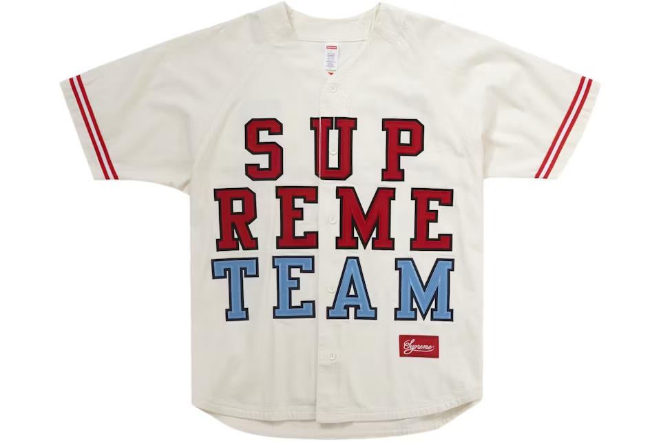 Supreme Denim Baseball Jersey
 White Medium