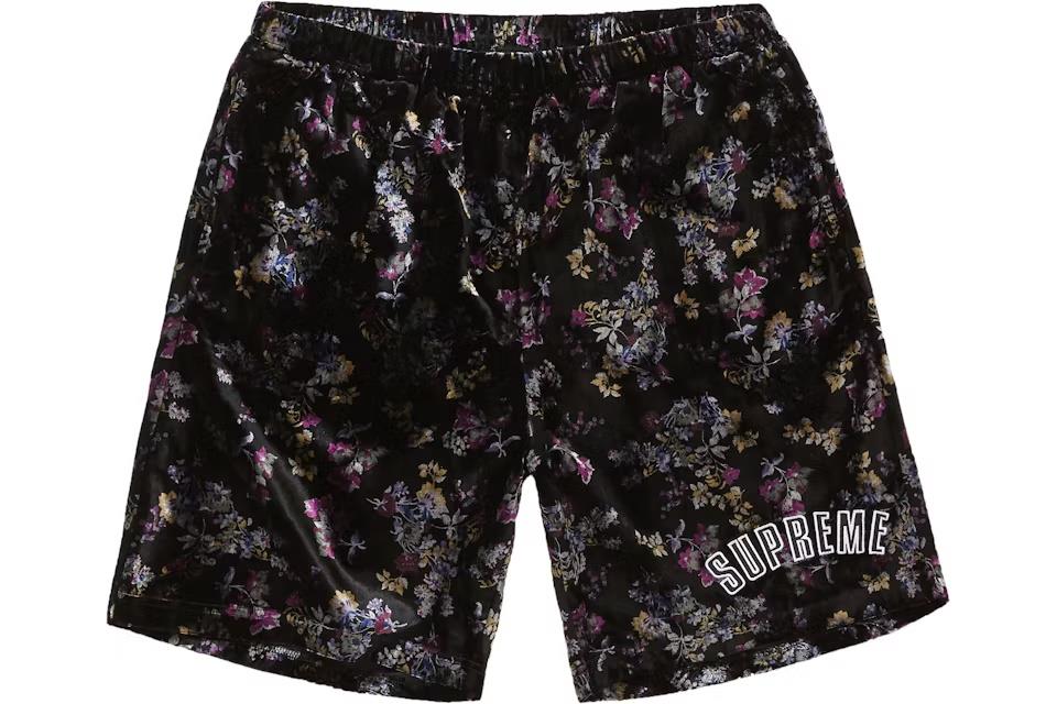 Supreme Floral Velour Short Black Small