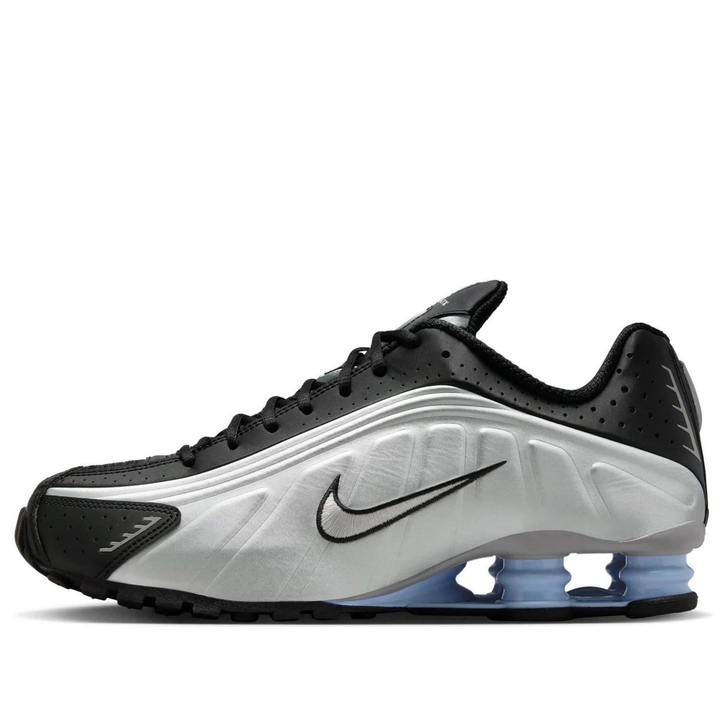 Nike Shox R4 
Metallic Silver Black Psychic Blue