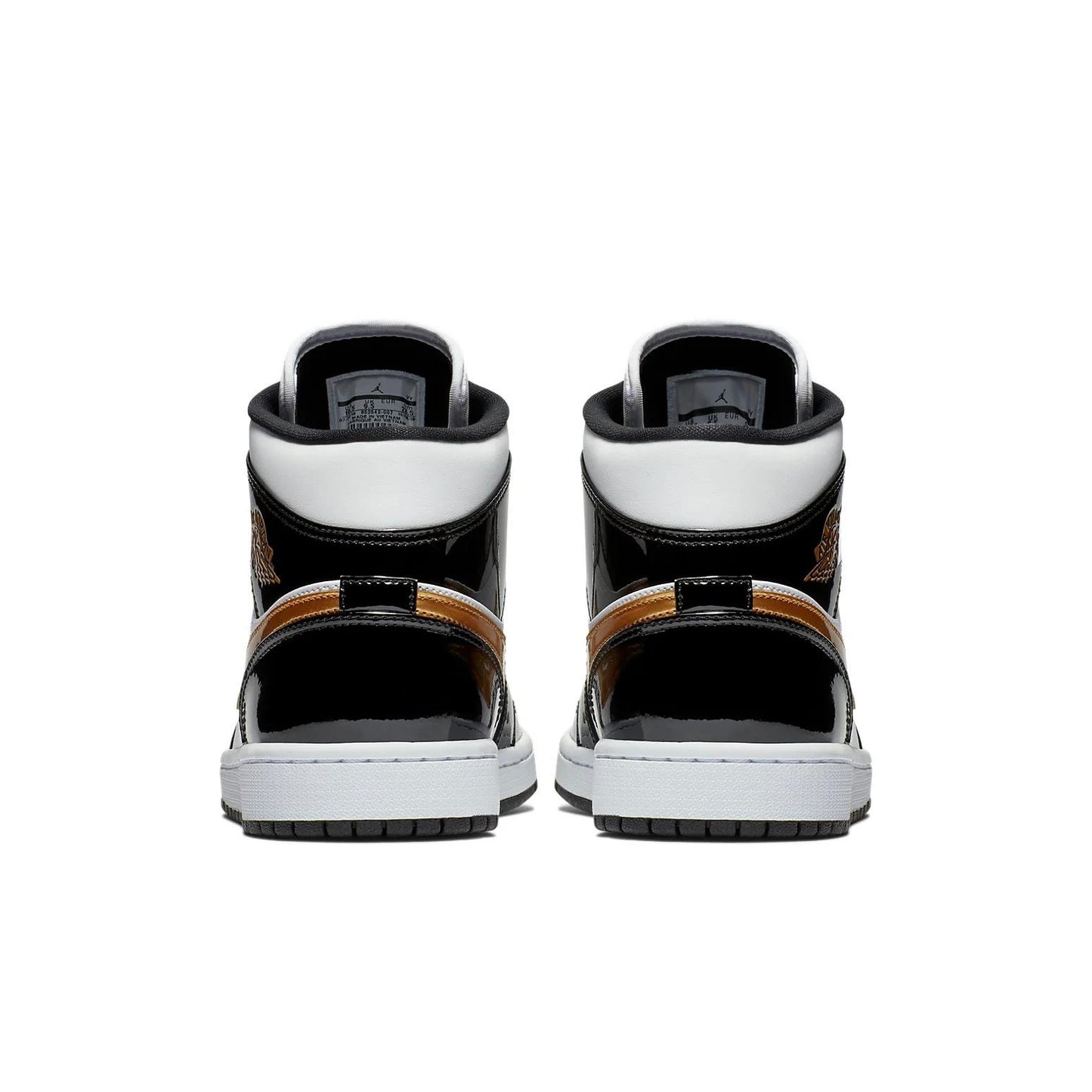 Nike Air Jordan 1 Mid Patent Black White Gold Men's 852542-007