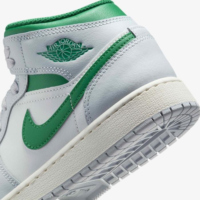 Jordan 1 Mid White Pure Platinum Pine Green (GS)