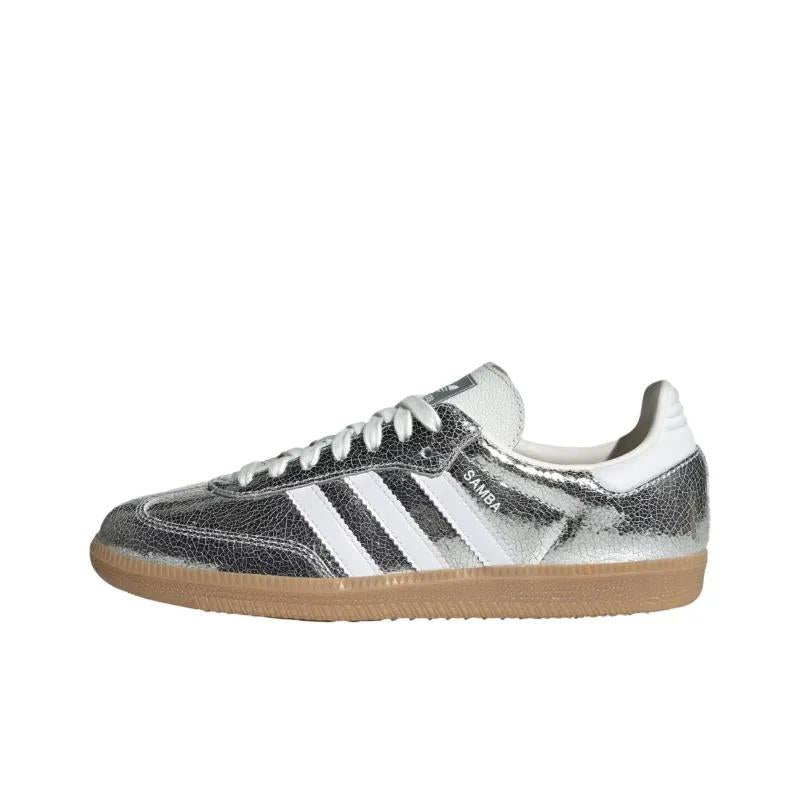 Adidas Samba OG Silver Metallic Cracked Leather (Women's)