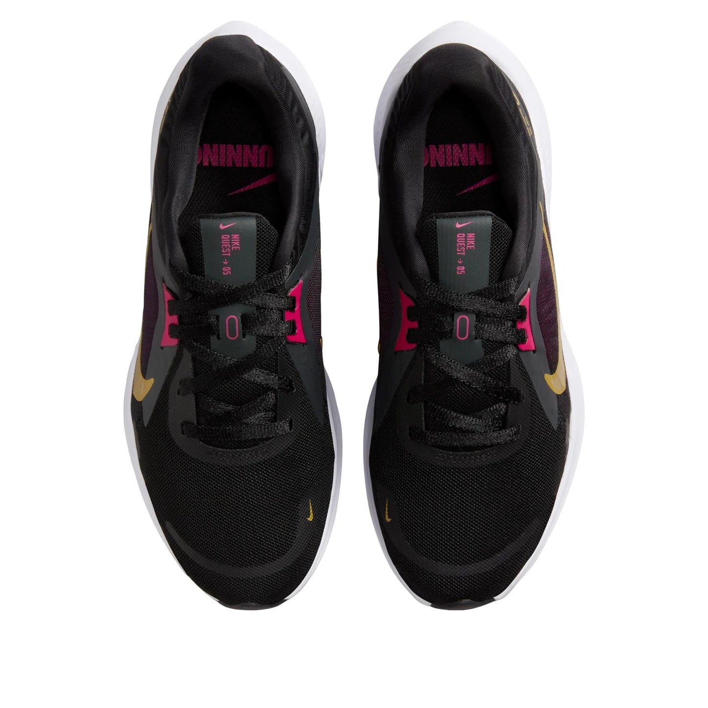 Nike Quest 5 Black Fireberry Metallic Gold (Women's) size 7.5