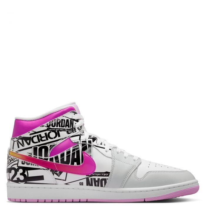 Jordan 1 Mid SE 
What The Logo Off White Fire Pink