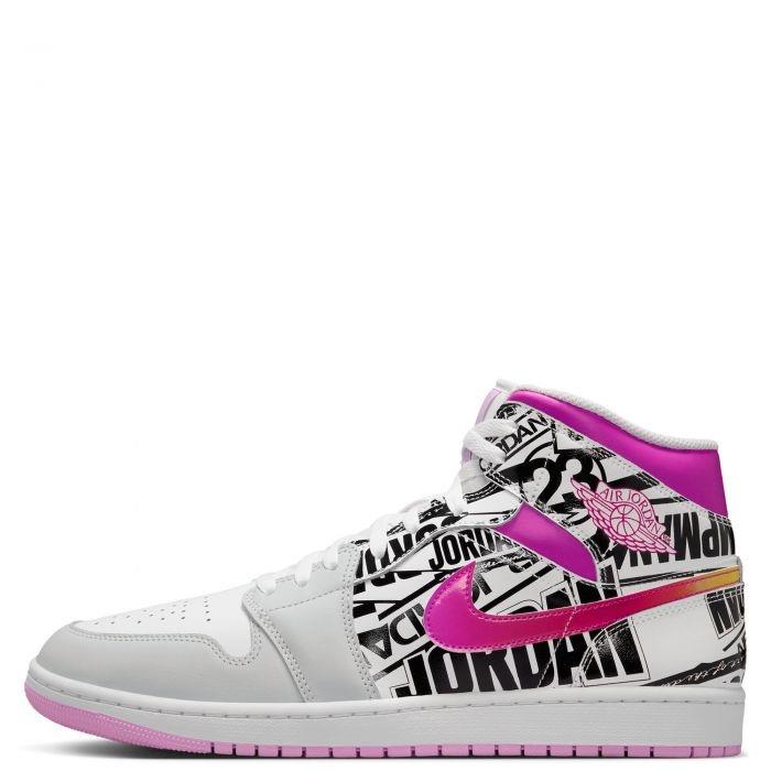 Jordan 1 Mid SE 
What The Logo Off White Fire Pink