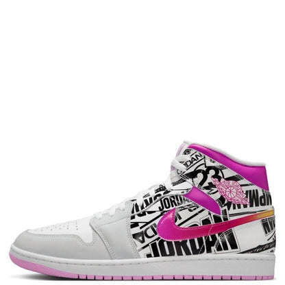 Jordan 1 Mid SE 
What The Logo Off White Fire Pink