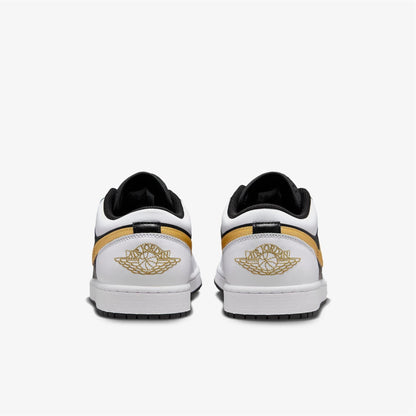 Jordan 1 Low White Black Metallic Gold Swoosh