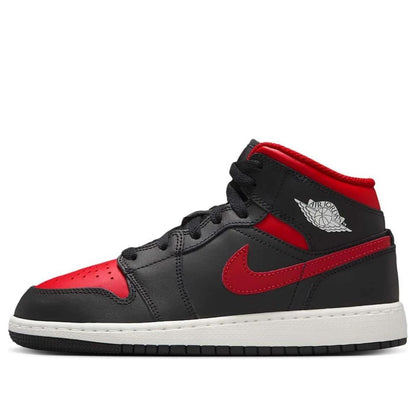 Jordan 1 Mid Black Summit White Varsity Red (GS)