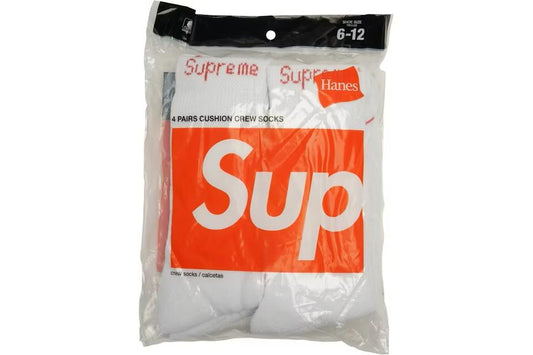 Supreme Hanes Crew Socks (4 Pack) 
White