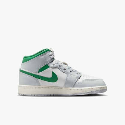 Jordan 1 Mid White Pure Platinum Pine Green (GS)