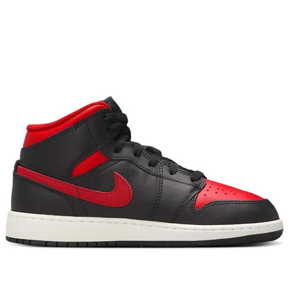 Jordan 1 Mid Black Summit White Varsity Red (GS)