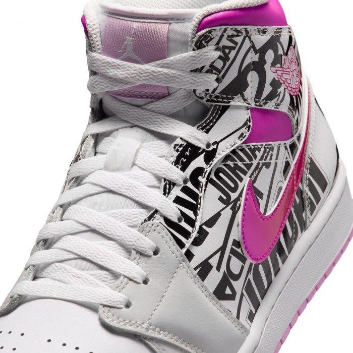 Jordan 1 Mid SE 
What The Logo Off White Fire Pink